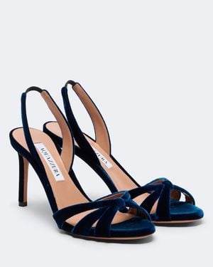 Aquazzura Tati Velvet Slingback Sandals - Blue