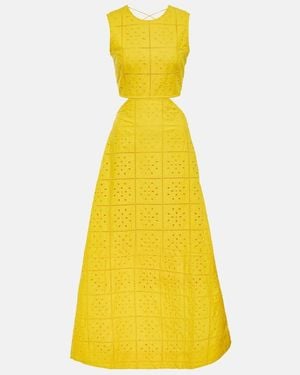 Ganni Maize Broderie Anglaise Cut-Out Dress - Yellow