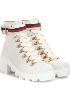 Gucci Botines Trip de piel matelassé - Blanco