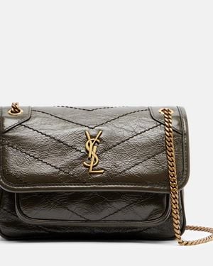 Saint Laurent Bolso Al Hombro Niki Mini De Piel - Negro