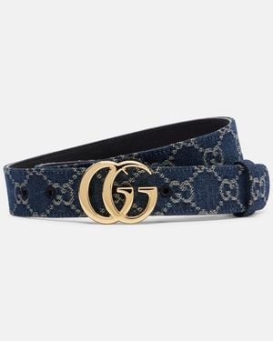 Gucci Guertel Gg Marmont Aus Denim - Blau