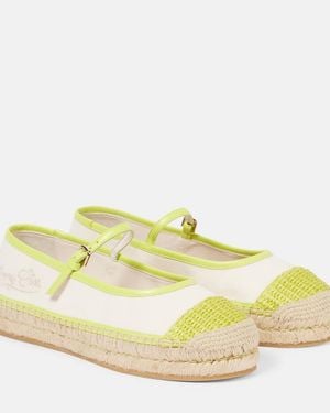 Jimmy Choo Aciel Leather-Trimmed Canvas Espadrilles - Yellow