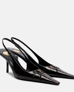 Saint Laurent Babylone Eel Leather Slingback Pumps - Black