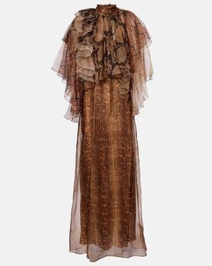 Zimmermann Memento Ruffled Silk Gown - Brown