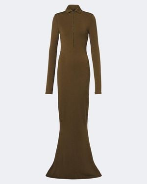 Mugler Polokleid Aus Einem Wollgemisch-Jersey - Braun