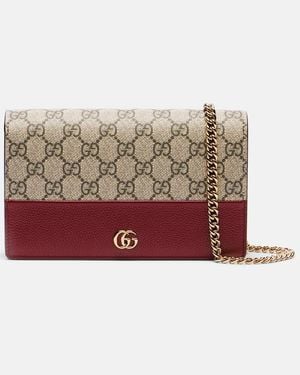 Gucci Gg Marmont Petite Leather Wallet On Chain - Red