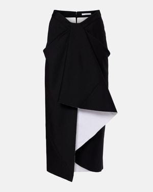 Givenchy Draped Wool And Mohair Midi Skirt - Black