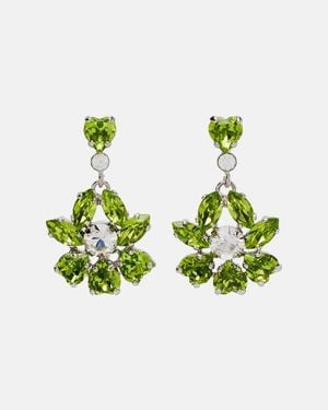 Simone Rocha Heartbloom Embellished Drop Earrings - Green