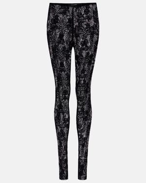 Norma Kamali Lace-Embroidered Leggings - Black