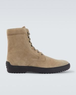 Tod's Suede Combat Boots - Brown