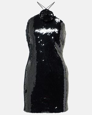 Magda Butrym Floral-Applique Sequined Minidress - Black