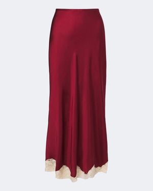 RIXO London Crystal Lace-Trimmed Satin Slip Skirt - Red