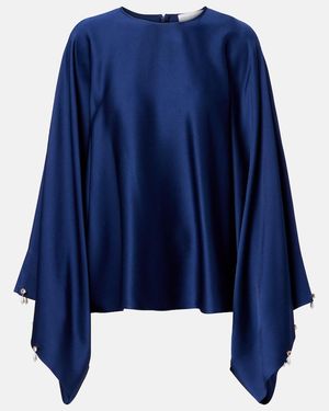 Stella McCartney Faux Pearl-Embellished Satin Top - Blue