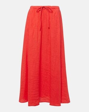 Velvet Bailey Linen Maxi Skirt - Red