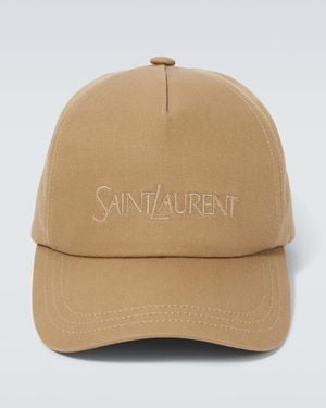 Saint Laurent Baseball Cap Cotton Linen Hat - Natural