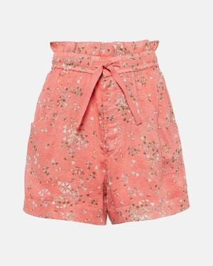 Isabel Marant Ceyane Floral Cotton And Silk Shorts - Pink
