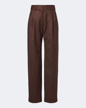 Blazé Milano Fox Checked Virgin Wool Straight Trousers - Brown
