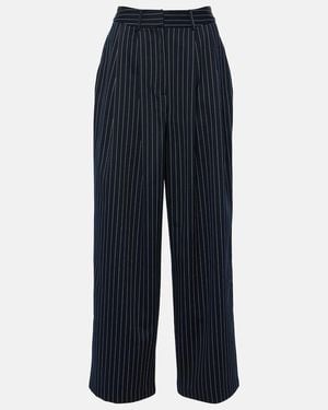 Frankie Shop Pinstripe Ripley Wide-Leg High-Rise Woven-Blend Trousers - Blue
