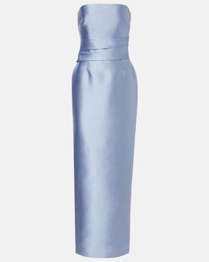 Solace London Ingrid Draped Satin Gown - Blue