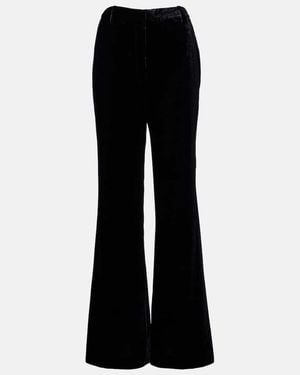 Nili Lotan Effy High-Rise Flared Velvet Trousers - Black