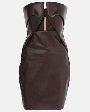 Rick Owens Prong Cutout Coated Denim Bustier Dress - Brown