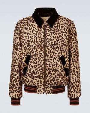 Valentino Vgold Leopard-Print Wool Blouson Jacket - Brown