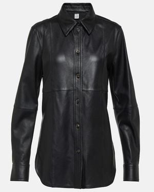 TOTEME Leather Overshirt - Black