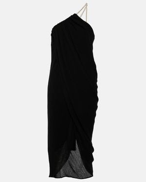 Chloé One-Shoulder Virgin Wool Midi Dress - Black