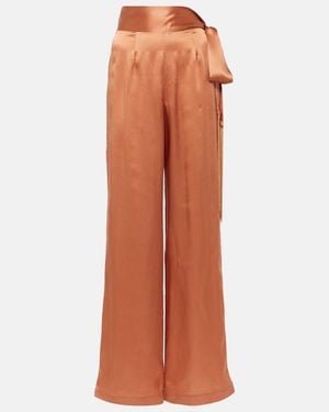 Taller Marmo Verdi Silk Satin Wide-Leg Pants - Orange