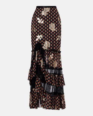 Etro Bedruckter Maxirock Aus Einem Seidengemisch - Schwarz