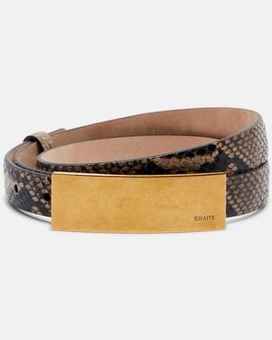 KHAITE Berlin Snake-Effect Leather Belt - Natural