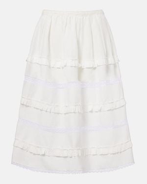 Prada Linen Midi Skirt - White