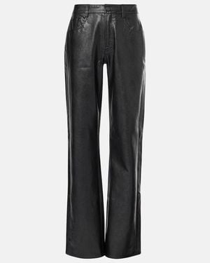 7 For All Mankind Tess High-Rise Faux Leather Straight Trousers - Black