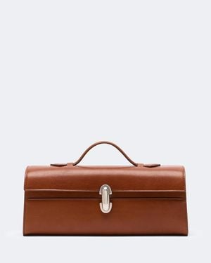 SAVETTE Symmetry Slim Small Leather Top Handle Bag - Brown