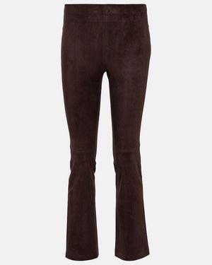 Stouls Jp Twenty Mid-Rise Bootcut Suede Trousers - Brown