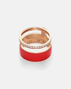 Repossi Ring Berbere Chromatic Aus 18Kt Rosegold Mit Emaille Und Diamanten - Rot