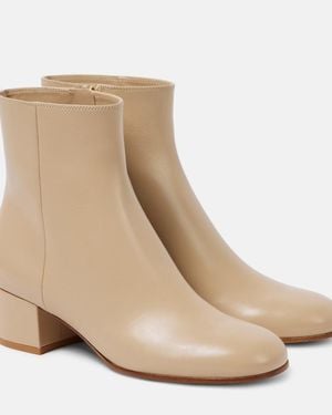 Gianvito Rossi Joelle 45 Leather Ankle Boots - Natural