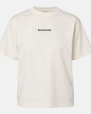 Balenciaga Besticktes T-Shirt Aus Baumwoll-Jersey - Weiß