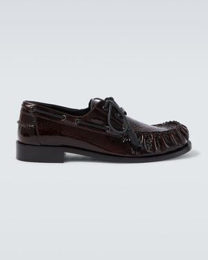 Dries Van Noten Patent Leather Boat Shoes - Black