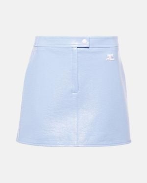 Courreges Logo High-Rise Cotton-Blend Miniskirt - Blue