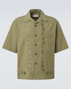 Commas Embroidered Bowling Shirt - Green