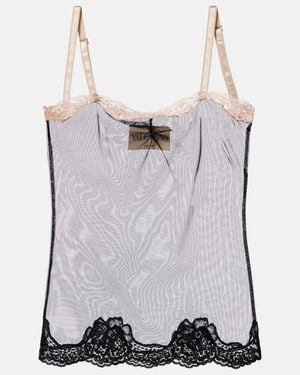 Valentino Lace-Trimmed Sheer Mesh Camisole - Gray