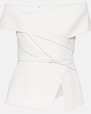 Safiyaa Bridal Eimear Off-Shoulder Crepe Top - White