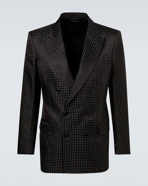 Tom Ford Polka-Dot Silk Satin Suit Jacket - Black