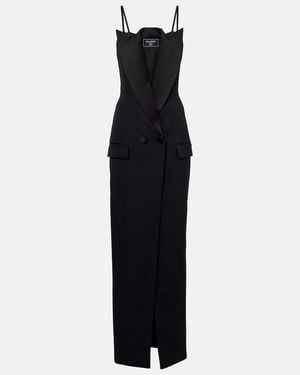 Balmain Wool Grain De Poudre Gown - Black