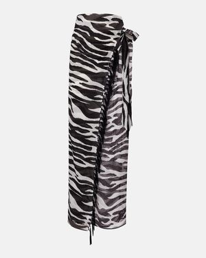 The Attico Zebra-Print Cotton Muslin Beach Cover-Up - Black