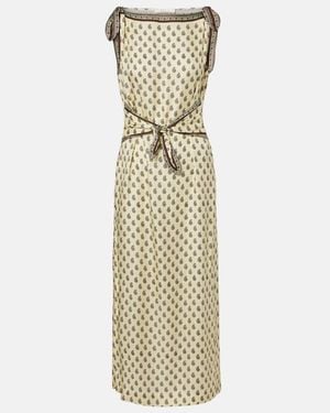 Doen Amorette Paisley Silk-Blend Midi Dress - Metallic