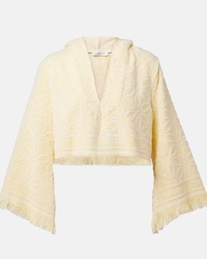 Zimmermann Coco Hooded Cotton Terry Crop Top - Natural