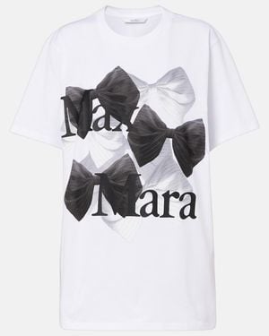 Max Mara Bow-Print Cotton T-Shirt - White