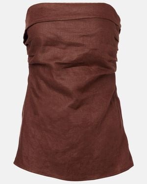Faithfull the Brand Caen Linen Top - Brown